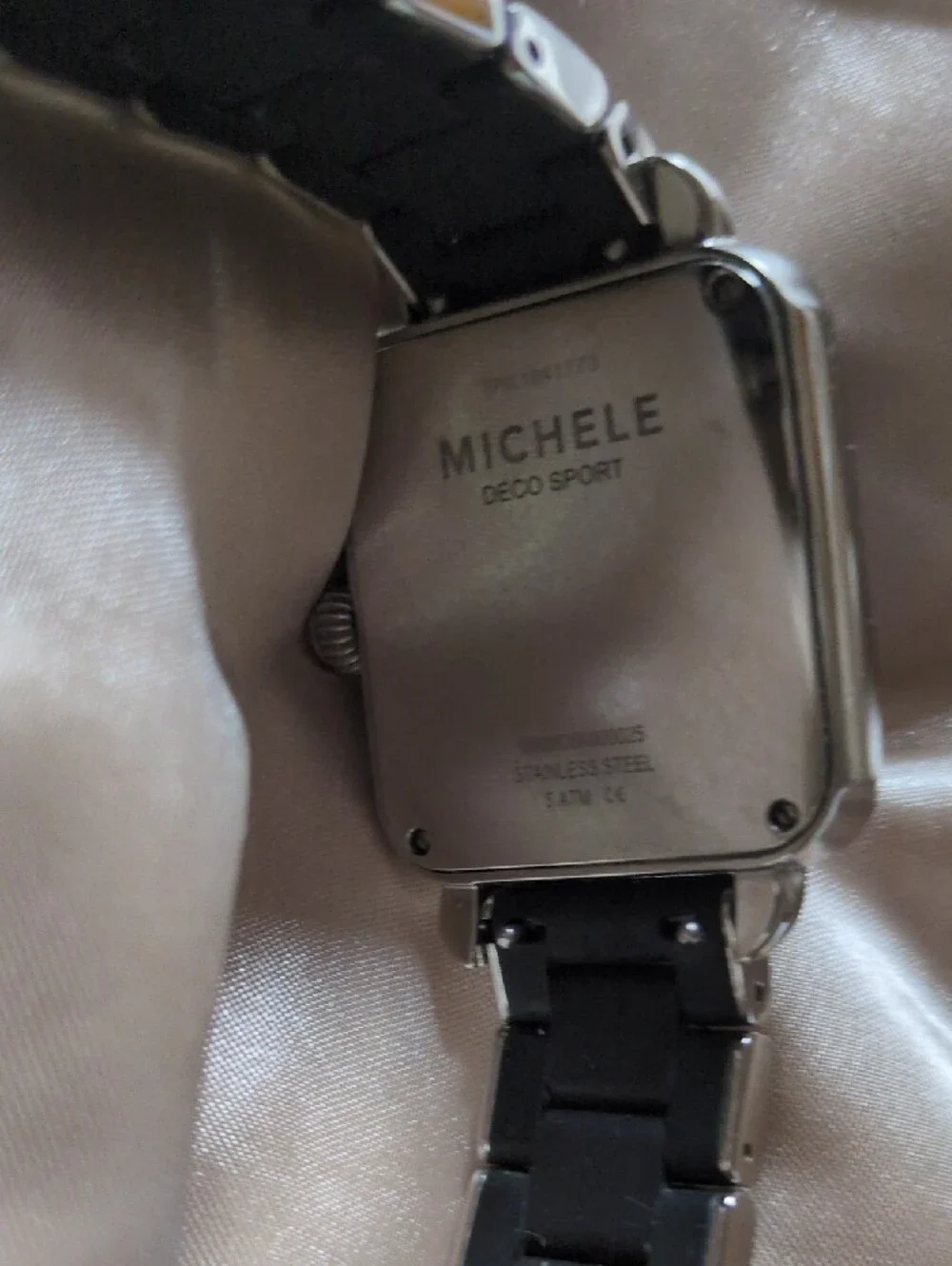MICHELE Black & Silver Sport Deco women's watch